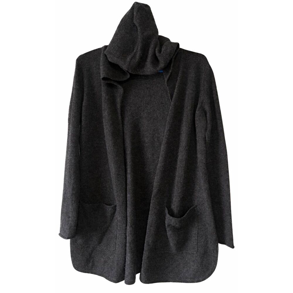 Vertical design womens small 2ply cashmere sweater cardigan gray lightweight